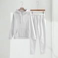 thumbnail image 2 of Blekii Women's Solid Color Hoodie And Sweatpants Set, Matching Long Sleeve Top & Bottoms, Casual Loungewear for Home Or Gym, Soft French Terry Fabric, Comfortable Two-Piece Outfit, 2 of 10