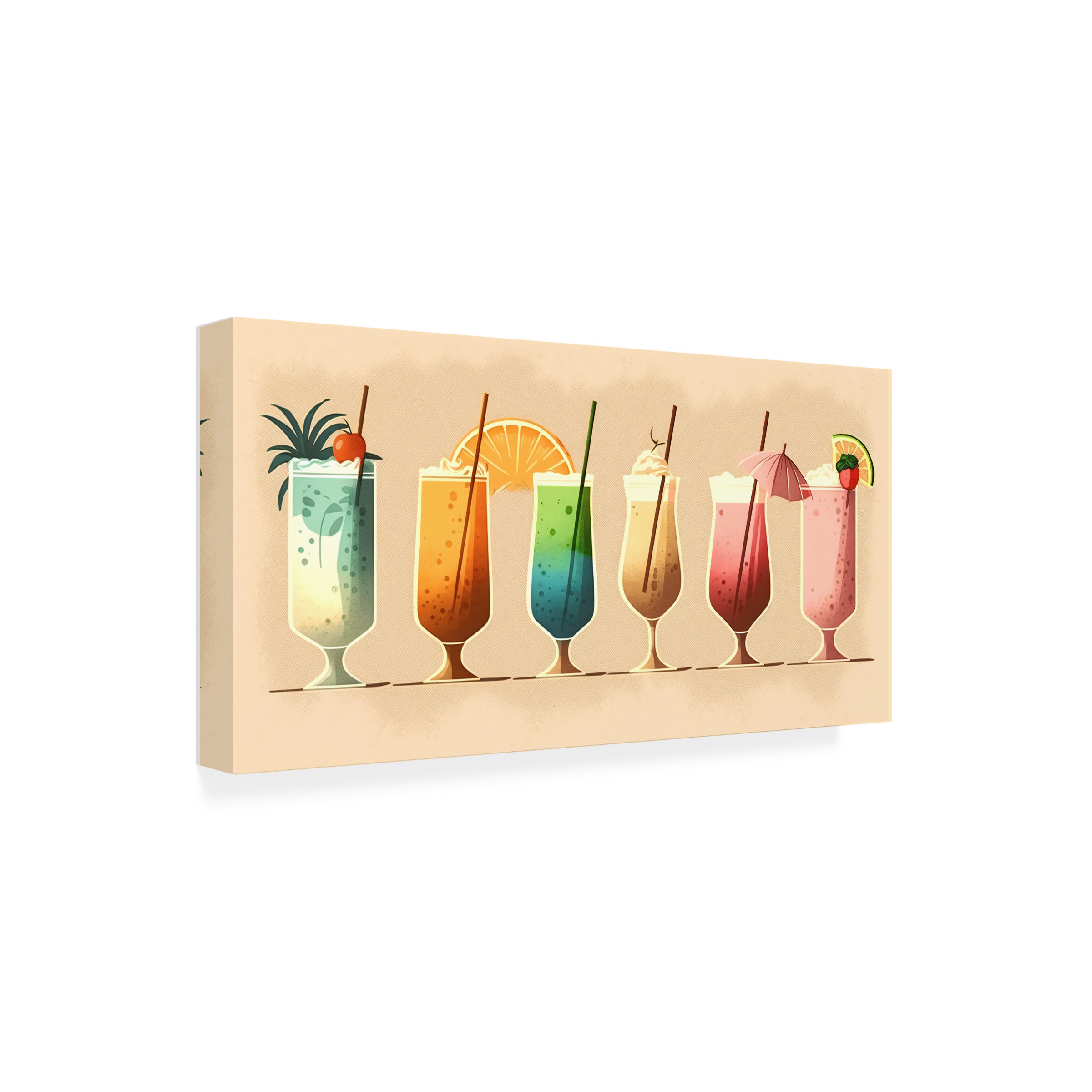 Canvas Wall Art - Ray Heere 'Mid Century Cocktails And Drinks 31' Wall Art for Living Room, Bedroom, or Office DÃ©cor by Trademark Fine Art - 47 x 24 Inches
