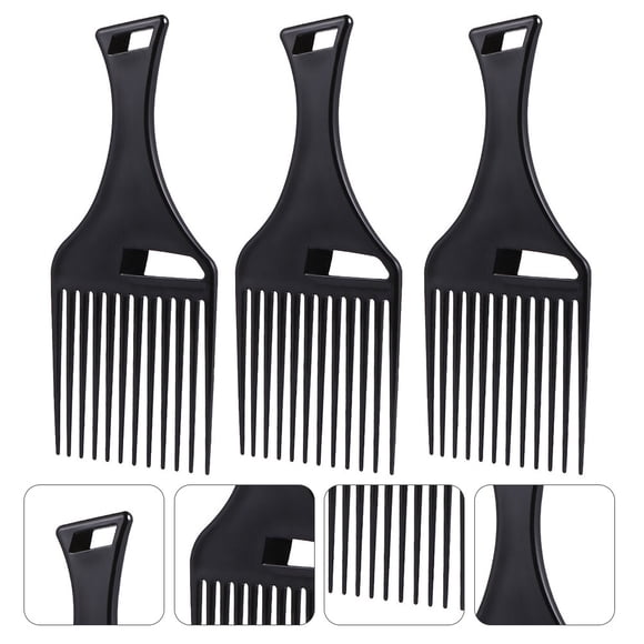 LOLIPPYY 3Ud Peine Pick Negro Para Con Anchos Y Mango Ergonómico De Plástico PP