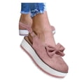 thumbnail image 2 of Zapatos planos de punta redonda hueca para mujer, suela gruesa, correa con hebilla de lazo, zapatos informales Wmkox8yii sa946, 2 of 3