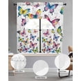 thumbnail image 2 of Colorful Butterfly Swag Kitchen Curtains Sets for Windows 24 Inch Length, Elegant Pastoral Butterflies Watercolor Short Window Curtain Panels Swags Valances and Tiers 3 Piece Set for Cafe/Dining Room, 2 of 5