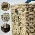 thumbnail image 3 of Set 2 Nesting Natural Wicker Rolling Storage Baskets on Wheels w Insert Handles, Under Table Under Desk Woven Storage Bins, Mobile File Cabinet Organiser (Seagrass, Sizes M, L Nesting), 3 of 17