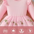 thumbnail image 6 of Long Sleeve Princess Dress for Girls Pink Floral Embroidered Tulle Party Tutu for Birthday,Size 4-5 T, 6 of 9