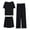 Black, variant on Soft Comfortable Ice Silk Short Sleeve 2-Piece Set, Couple's Summer Ice Silk Cool Feeling Lounge Sleepwear Suits