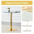 thumbnail image 6 of Hi loPres 35" Round Glass Bar Height Table, Modern Clear Tempered Glass Pub Table with Sturdy Gold Pedestal Base for Small Space, Kitchen, 6 of 7