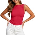thumbnail image 2 of Aboser Y2k Tank Tops for Women Going Out Clothes Casual Boat Neck Basic Tees Slim Fit Sleeveless T Shirts Solid Color Party Tee Shirt, 2 of 7
