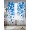 thumbnail image 2 of Blue Gradient Sheer Curtains 96 Inch Length 2 Panels Set Window Treatments, Abstract Polka Dots Vintage Modern Art Rod Pocket Semi Curtains for Living Room/Bedroom/Kitchen Décor, 104"W x 96"L, 2 of 7