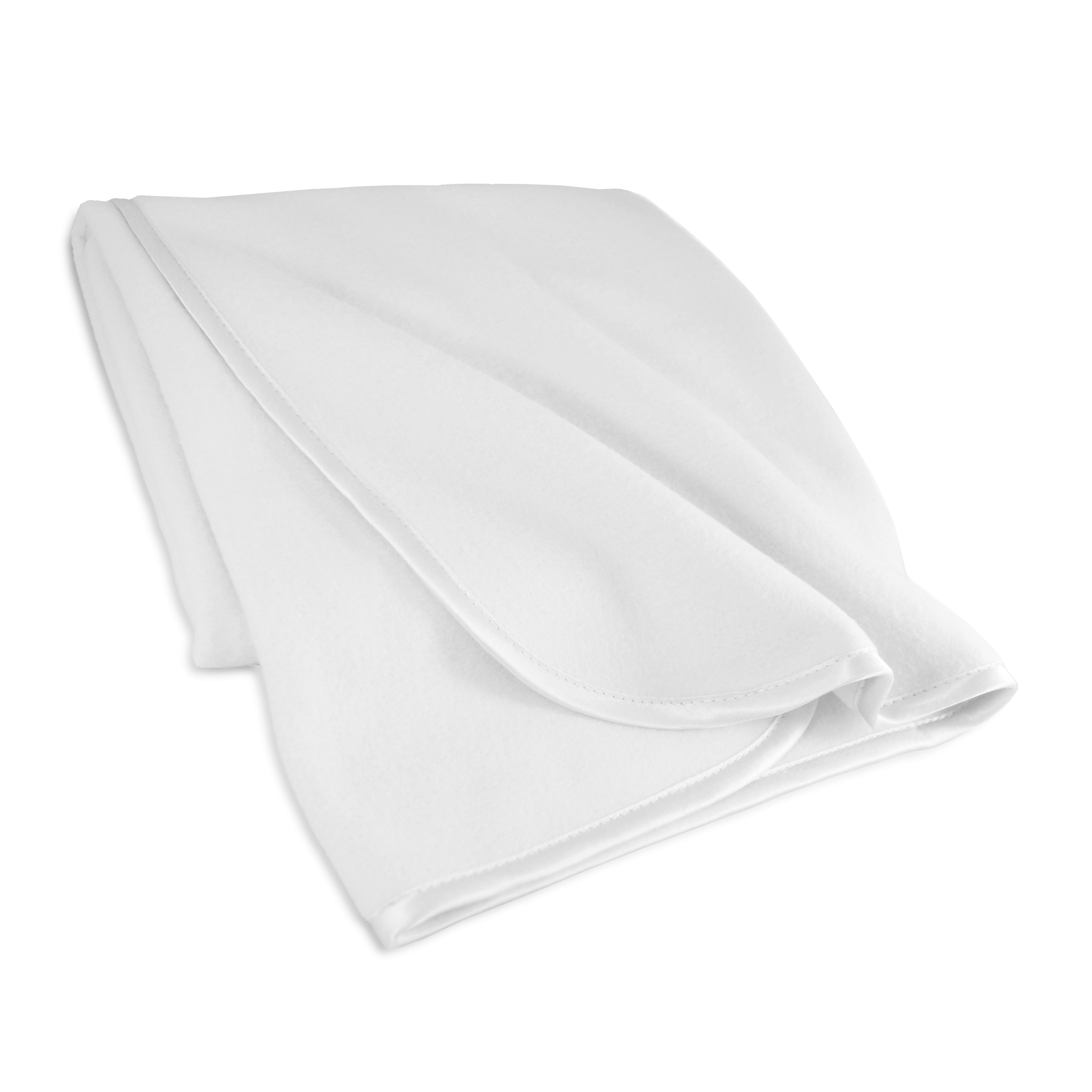 American Baby Company Fleece Blanket with Silk-Like Satin Trim, Soft, Warm & Cozy, White, 30" x 30" for Boys and Girls, Perfect for Baby Carrier, Stroller, Travel and Gifting