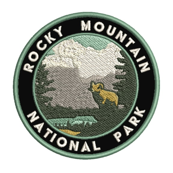 Rocky Mountain National Park 3.5 Inch Iron Or Sew On Embroidered Fabric Badge Patch Seek Adventure, National Park Iconic Series