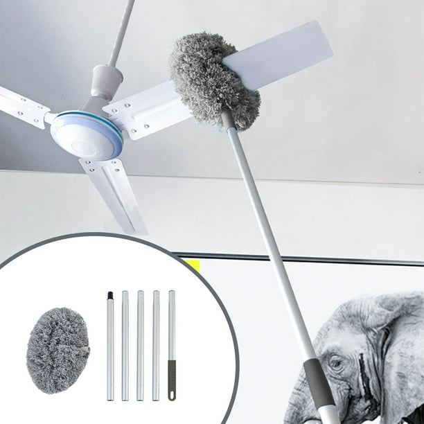 Plumero de Microfibra para Ventiladores de Techo con Extensión de 169 Cm - Desmontable | Herramienta de Limpieza Lavable para Techos Altos | Persianas y Muebles - Gris, Amarillo, Azul y Verde