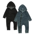 thumbnail image 2 of Children's Spring and Autumn Boys' Long-sleeved Denim Hooded Solid Color Jumpsuit Romper Romper Suit, 2 of 12