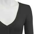 thumbnail image 2 of YEMAK Women's Cropped Bolero 3/4 Sleeve Button Down Cardigan Sweater CO129-CHA-S, 2 of 11
