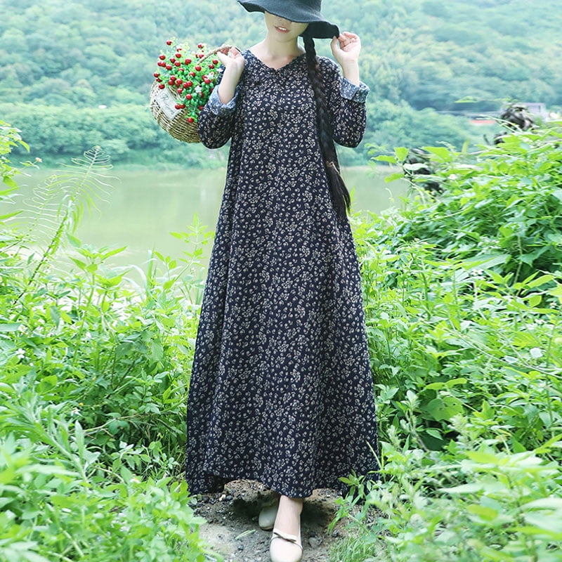 dark green linen dress