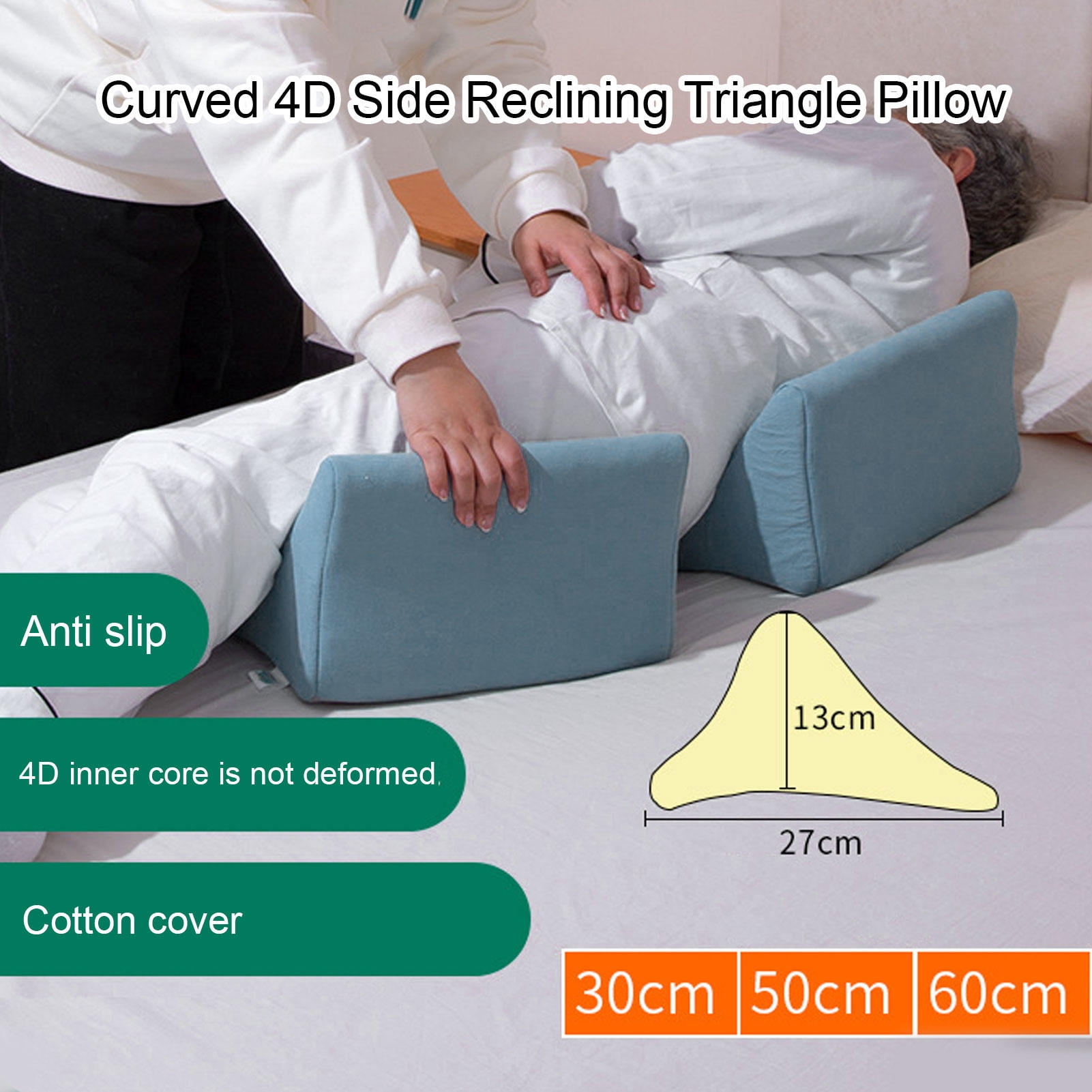 LAZIOEGR Triangular Bedside Wedge Cushion – Anti‑Pressure, Breathable Leg & Ankle Support Pillow for Bedridden Patients