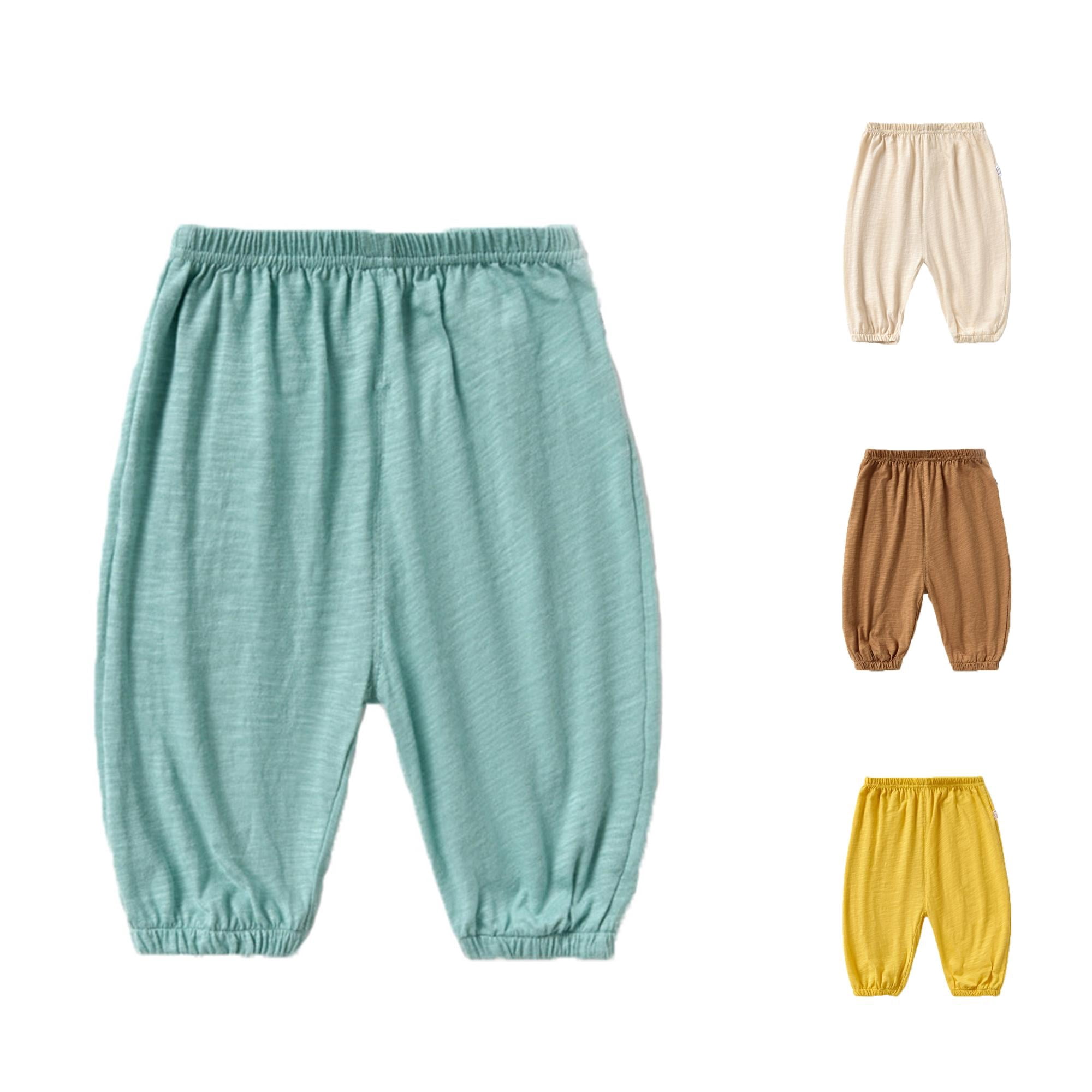 lnmuld Baby Solid Cotton Jogger Pants Elastic Waist Cuffs Loose Fit Infant Daily Sleep Play Trousers Green,12-18 Months