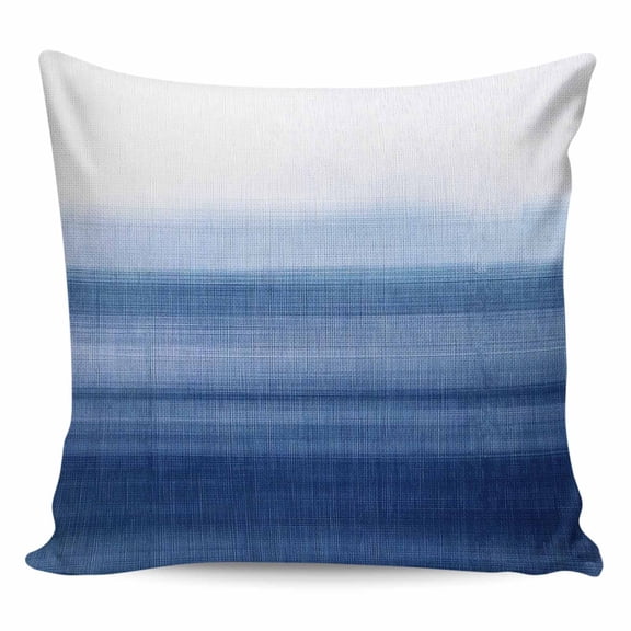 Throw Pillow Covers 18x18 Inch, Navy Blue Ombre Decorative Pillow Cases for Couch Sofa Bed, Farmhouse Modern Gradient Cotton Linen Square Home Decor Pillowcases with Hidden Zipper