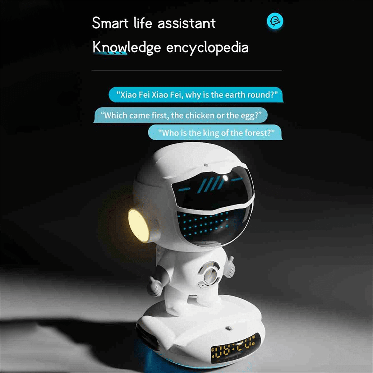 M80 AI Robot Smart AI Speaker Alarm Clock FM Radio Wireless Bluetooth Speaker RGB Light for Boy Girl Student Gift,1 * AI Robot,White