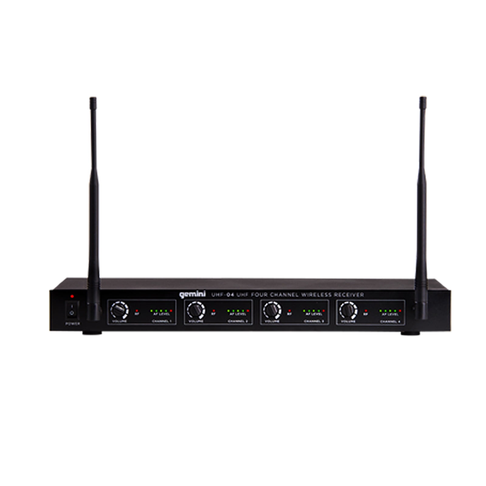 Gemini UHF-04HL Four Channel Headset/Lavalier Wireless Microphone System with Carrying Case Package