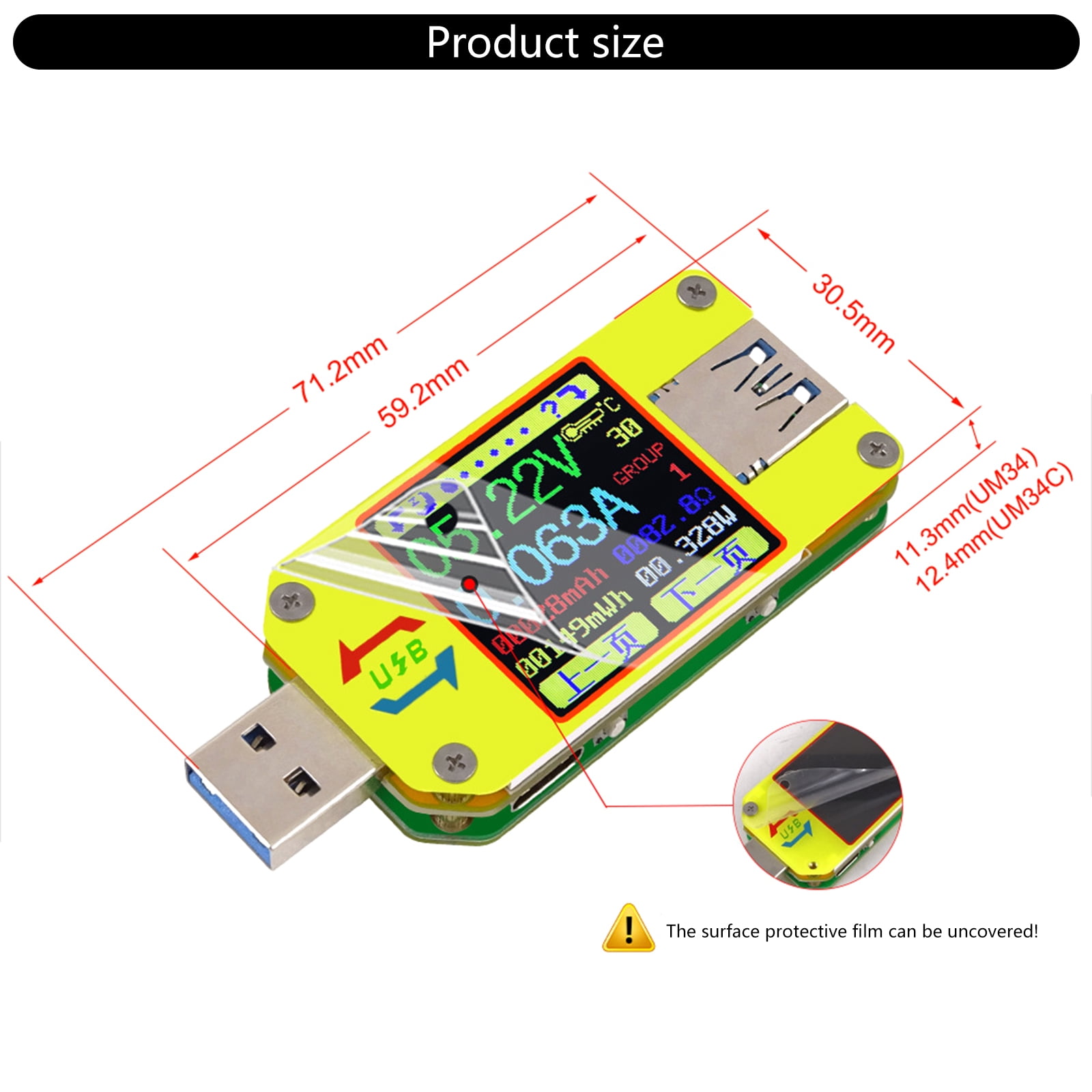 USB Power Meter 4-24V 4A LCD USB Voltages Current Display USB Tester Multimeter USB Current Meter Tester LCD Display