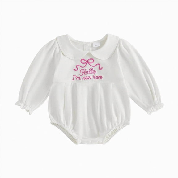felwors Baby Girl Boy Bubble Romper Infant Peter Pan Collar Onesie Sweatshirt Fall Winter Newborn Coming Home Outfit
