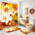 thumbnail image 4 of FRAMICS Fall Maple Leaves Bathroom Sets, 16-Piece Sunflower Pumpkin Shower Curtain Sets with Rugs, Thanksgiving Waterproof Fabric Bathroom Curtain Decor with Hooks, 4 of 11