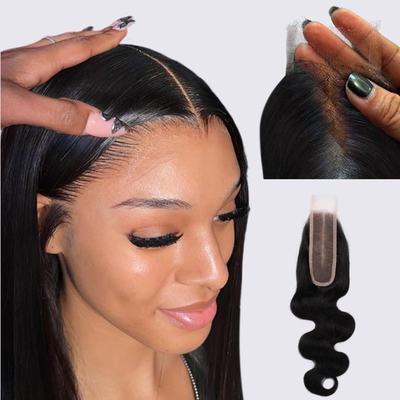 IDN BEAUTY SKINLIKE REAL HD 2X6 Lace Closure Human Hair 14 Inch Body Wave Closure Bleached Single Knots HD Closure Ultra-thin 2x6 Lace Closure Virgin Human Hair 0.1 mm P