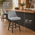thumbnail image 6 of Swivel Counter Height Bar Stools, Set of 4, 27'' Modern Bar Stool with Curved Back and Solid Wood Legs, Bar Stools for Kitchen Island, Linen Fabric Grey, 6 of 7