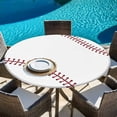 thumbnail image 6 of Baseball Round Tablecloth, Fitted Table Cover with Elastic for 55"-60" Round Tables, Modern Minimalist Red Lines Table Cloth Outdoor Indoor Dinning Party Waterproof Tablecloths, 6 of 7