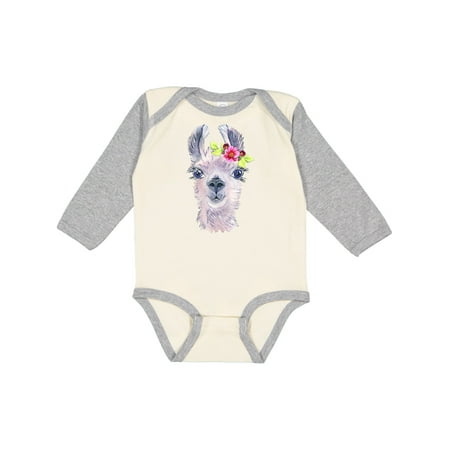 

Inktastic Cute Llama with Flower Gift Baby Boy or Baby Girl Long Sleeve Bodysuit