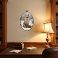 thumbnail image 4 of Canvas Wall Art Retro Vintage Snowy Forest Wildlife Fox Rustic Winter Farmhouse Cabin Oval Framed Canvas Prints Hunting Theme Wall Hanging Decor for Cabin Lodge 8.6"x11.4", 4 of 7