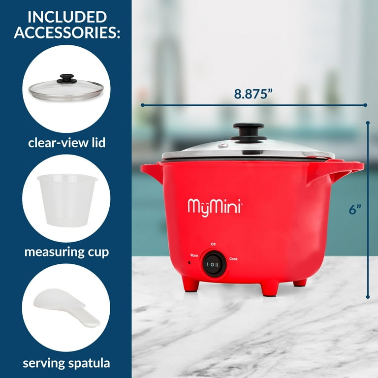 MyMini Electric Multi-Cooker Pot 32 oz Red Compact Food Steamer