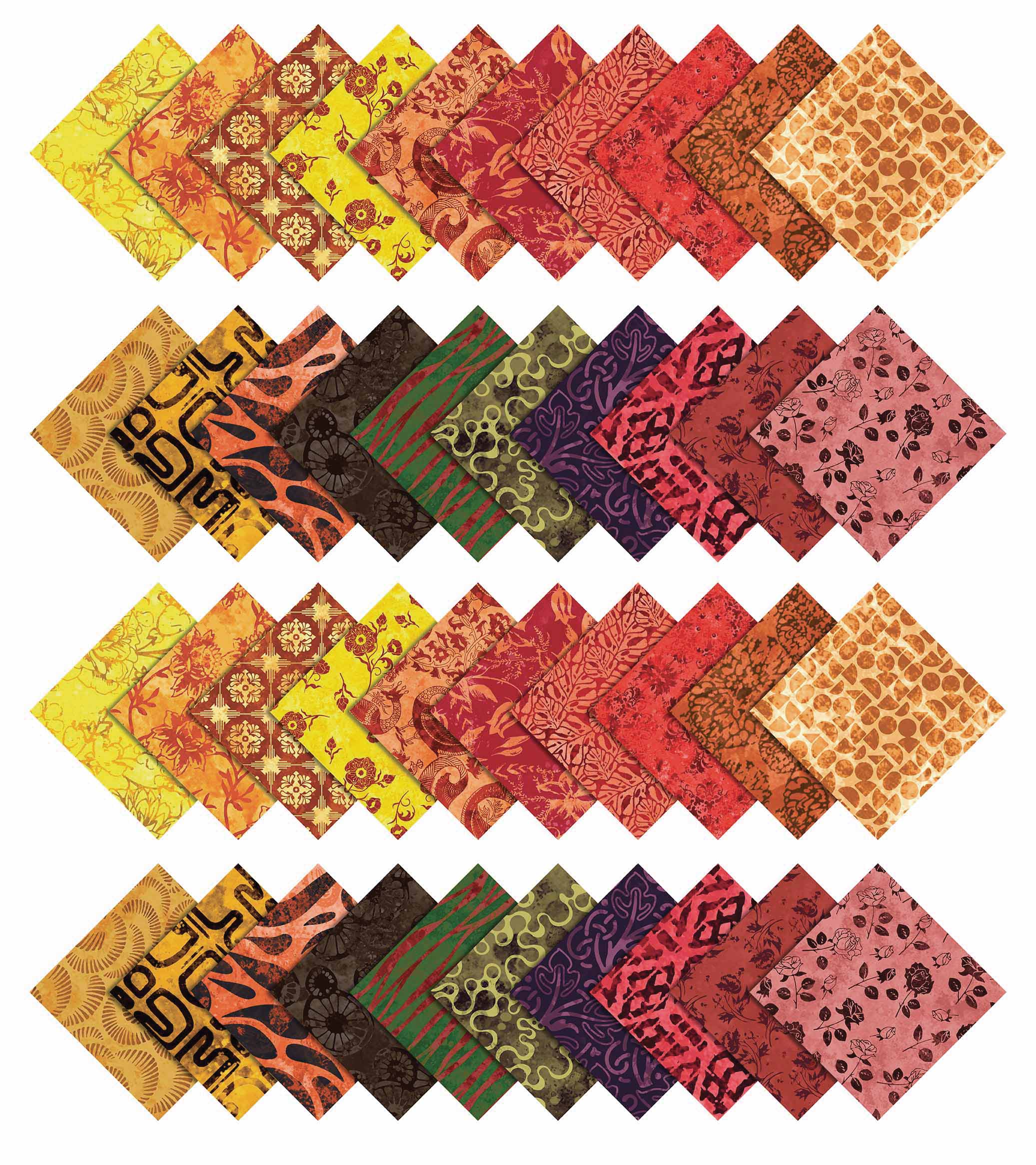 Soimoi 40Pcs Batik Print Cotton Precut Fabrics For Quilting Craft Strips 2.5x42inches Jelly Roll - Mustard Yellow