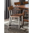 thumbnail image 4 of CoSoTower Rustic Brown And Gunmetal Finish Wooden Counter Height Chairs 2Pc Set Industrial Design Dining Furniture, 4 of 7