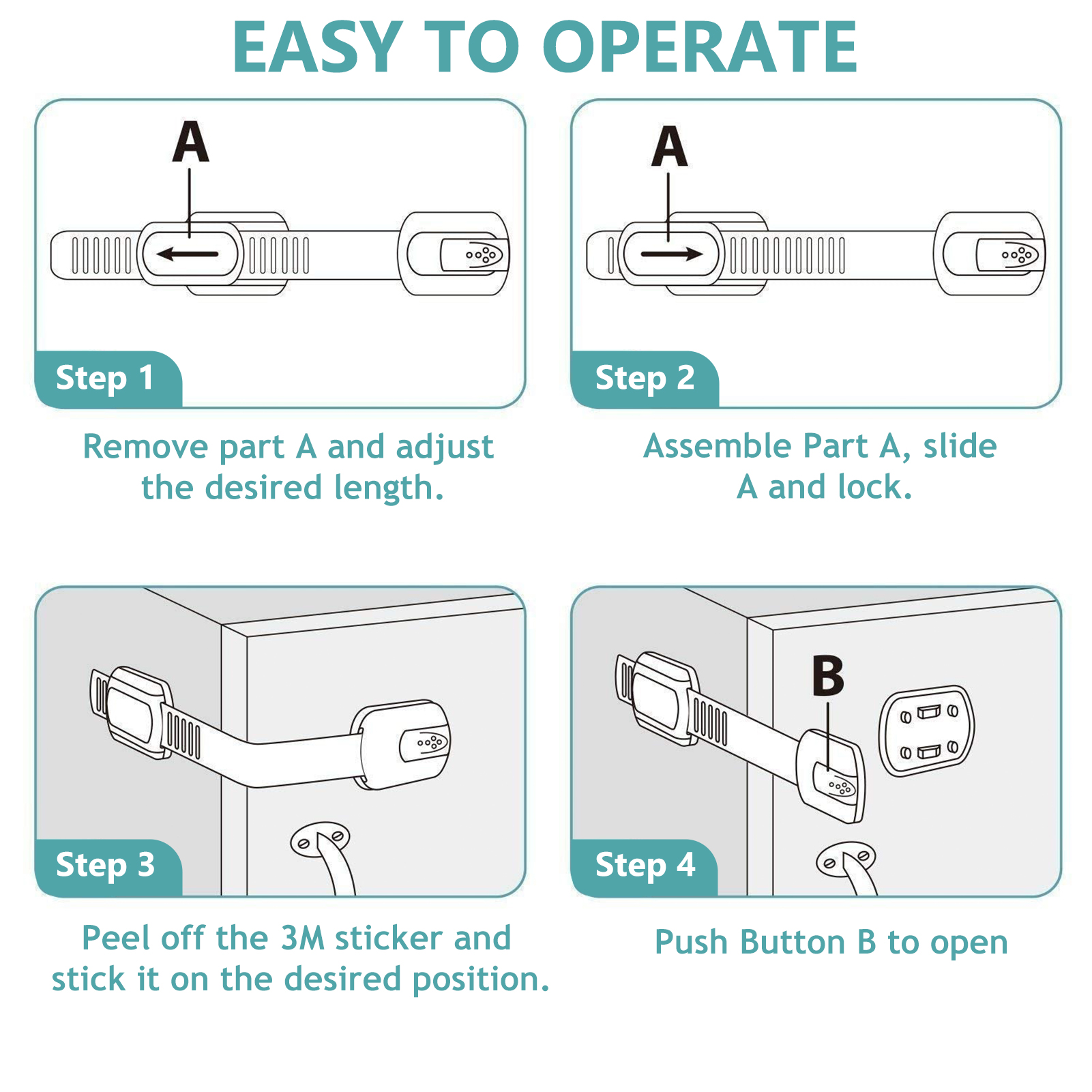 Yalumo Child Safety Cabinet Locks, 12 Pack with Adhesive Strips photo 5