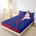 thumbnail image 4 of Homewish Teens Baseball Print Queen Sheet Sets, Blue Red Abstract Flat Sheet, Cartoon Sports Theme Queen Fitted Sheet, Lightweight Room Decor, 4pcs, 4 of 7