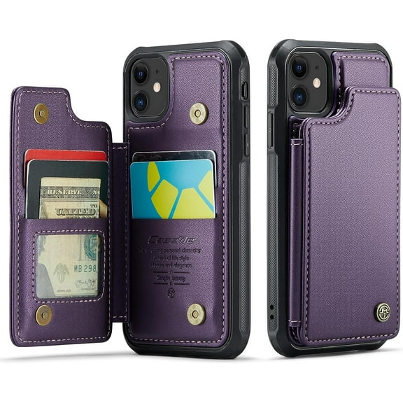 Wallet Case with Card Holder for iPhone 12/iPhone 12 Pro 6.1 inch, RFID Blocking Flip Case PU Leather Folio Case Kickstand Card Slots Case Magnetic Cover Shockproof Case for Women Men-Purple