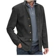 thumbnail image 1 of LOVZFMLL Jackets for Men's Lapel Button Pocket And Fleece Retro Long-Sleeved Hoodless Casual Coat/Jacket, 1 of 6