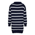 thumbnail image 6 of BLVB Women's Fall Pullover Sweaters Stripe Ribbed Knit Long Sleeve Zip up Loose Comfy Mini Sweater Dress Navy, 6 of 7