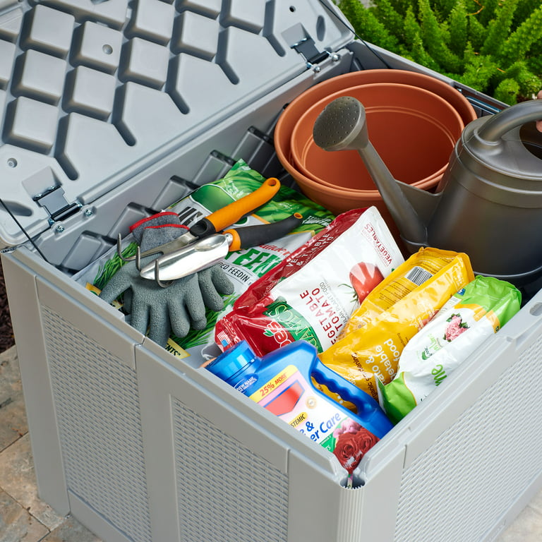 Rubbermaid 19 Gallon Deck Box Organizer Pool Patio Outdoor Garden Tool  Storage