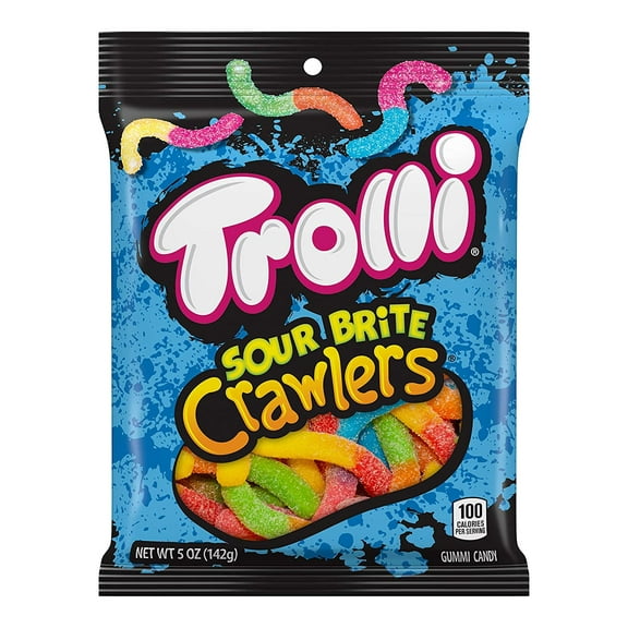 Trolli Sour Brite Crawlers Gummy Candy, 5 Ounce Bag, Pack of 12
