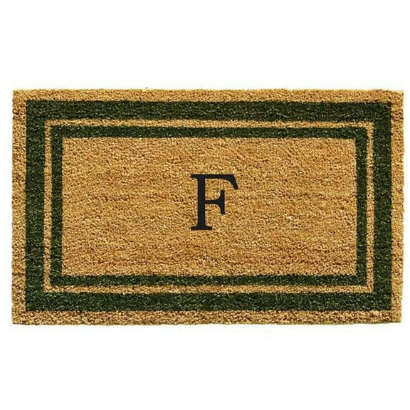 Calloway Mills Sage Green Border 18" x 30" Monogram Outdoor Doormat (Letter F)