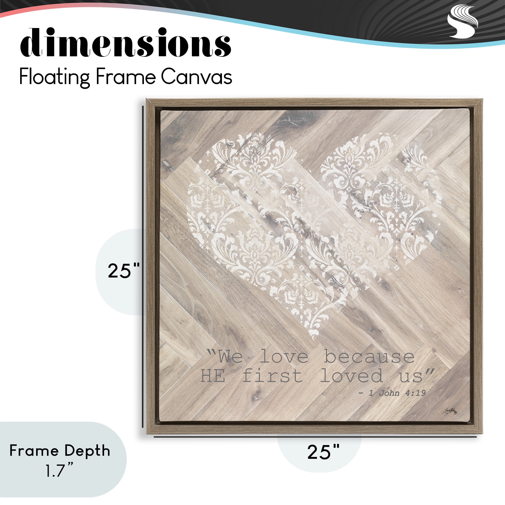 Stupell Industries He Loved Us First Brown Framed Floater Canvas Wall Art, design by Elizabeth Medley