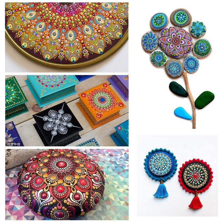 Genround DIY Mandala Painting Kit with 12 Color Pigments, 59pcs Mandala  Dotting Tools Rock Painting Kit Mandala Art and Drafting Supplies Mandala