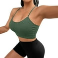 thumbnail image 3 of Women Summer Tops Women's Sports Bra Padded Crossback Bustier Without Underwire Spaghetti Straps Fitness Bra Push Up Stretch Longline Sports Top Bohemian Tops for Women Compression Green One Size, 3 of 6