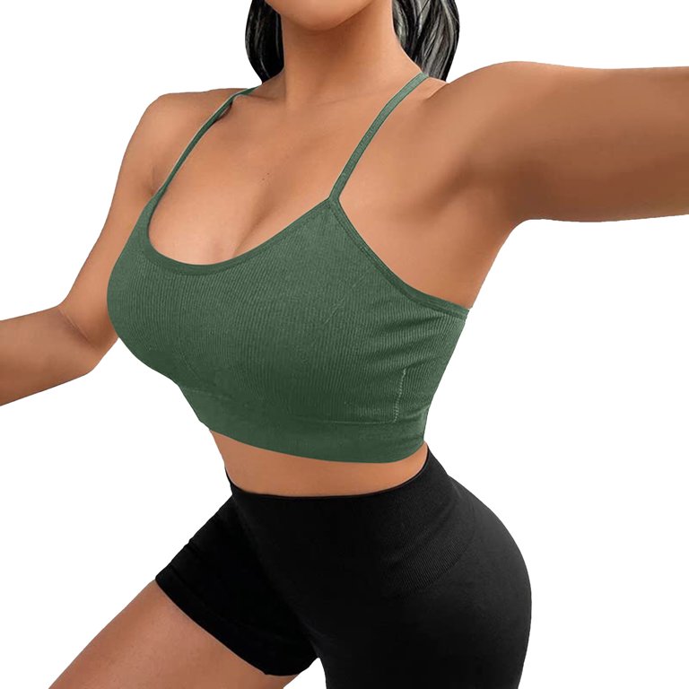 Stretch Asymmetric Sports Bra in Olive