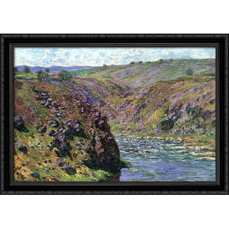 Valley of the Creuse, Sunlight Effect 38x28 Large Black Ornate Wood Framed Canvas Art by Claude Monet