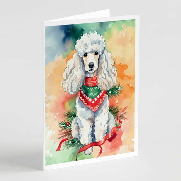 Poodle Christmas Greeting Cards Pack of 8 7 in x 5 in