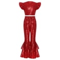 thumbnail image 3 of iiniim Girls Sequin Dance Outfit Hip Hop Jazz Crop Top and Pants Stage Performance Red 8, 3 of 7