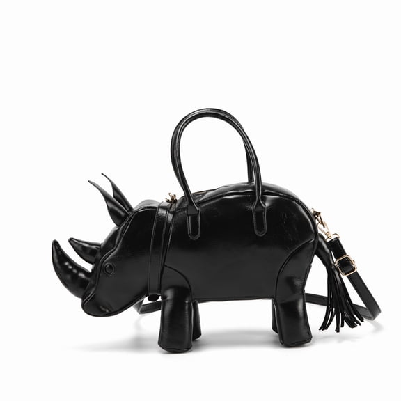 2025 cross-border popular women's bags, soft leather women's handbags, personalized and creative rhino handbags, oblique span bags