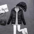 thumbnail image 4 of HANXIULIN Women's Winter Thin and Light Down Coat Casual Down Coat Slim Quilted Jacket With Detachable Hat Black 2XL, 4 of 4